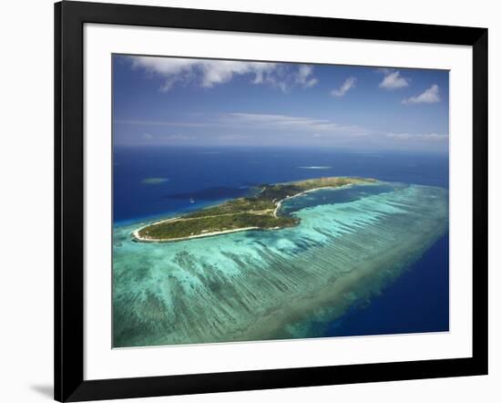 Mana Island and Coral Reef, Mamanuca Islands, Fiji-David Wall-Framed Photographic Print