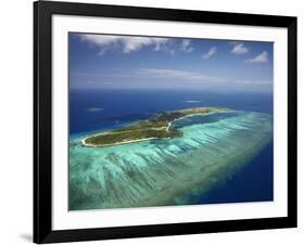 Mana Island and Coral Reef, Mamanuca Islands, Fiji-David Wall-Framed Photographic Print