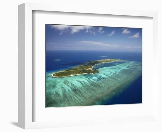 Mana Island and Coral Reef, Mamanuca Islands, Fiji-David Wall-Framed Photographic Print