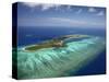 Mana Island and Coral Reef, Mamanuca Islands, Fiji-David Wall-Stretched Canvas