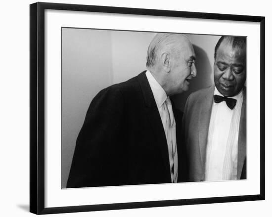 Manager Joe Glaser Conferring with Client, Musician Louis Armstrong, after a Concert-null-Framed Premium Photographic Print