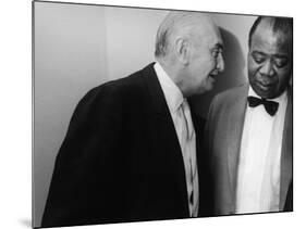 Manager Joe Glaser Conferring with Client, Musician Louis Armstrong, after a Concert-null-Mounted Premium Photographic Print