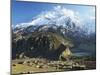 Manang Village and Annapurna Himalayan Range, Marsyangdi River Valley, Gandaki, Nepal-Jochen Schlenker-Mounted Premium Photographic Print