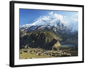 Manang Village and Annapurna Himalayan Range, Marsyangdi River Valley, Gandaki, Nepal-Jochen Schlenker-Framed Photographic Print