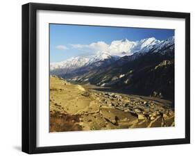 Manang Village and Annapurna Himalayan Range, Marsyangdi River Valley, Gandaki, Nepal-Jochen Schlenker-Framed Photographic Print