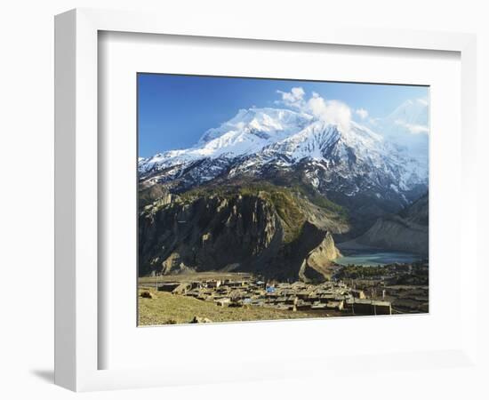 Manang Village and Annapurna Himalayan Range, Marsyangdi River Valley, Gandaki, Nepal-Jochen Schlenker-Framed Photographic Print