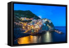 Manarola, Cinque Terre at Twilight-Fadi Al-Barghouthy-Framed Stretched Canvas