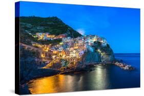 Manarola, Cinque Terre at Twilight-Fadi Al-Barghouthy-Stretched Canvas