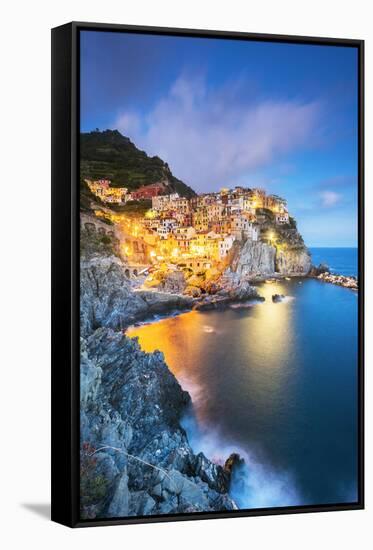 Manarola, Cinque Terre, Liguria, Italy-Jordan Banks-Framed Stretched Canvas