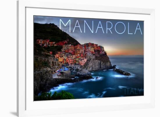 Manarola, Italy - City on Cliff-Lantern Press-Framed Art Print