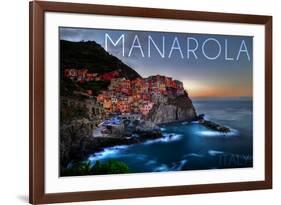 Manarola, Italy - City on Cliff-Lantern Press-Framed Art Print