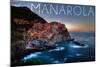 Manarola, Italy - City on Cliff-Lantern Press-Mounted Art Print