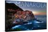 Manarola, Italy - City on Cliff-Lantern Press-Stretched Canvas