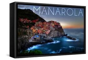 Manarola, Italy - City on Cliff-Lantern Press-Framed Stretched Canvas