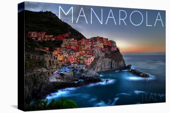 Manarola, Italy - City on Cliff-Lantern Press-Stretched Canvas