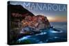 Manarola, Italy - City on Cliff-Lantern Press-Stretched Canvas