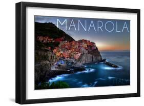 Manarola, Italy - City on Cliff-Lantern Press-Framed Art Print