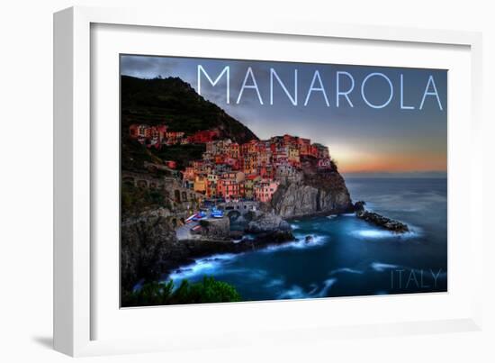 Manarola, Italy - City on Cliff-Lantern Press-Framed Art Print