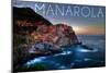 Manarola, Italy - City on Cliff-Lantern Press-Mounted Art Print