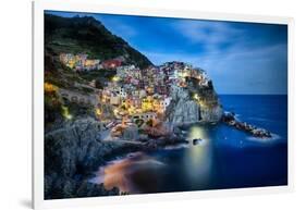 Manarola Night, Cinque Terre, Liguria, Italy-George Oze-Framed Photographic Print