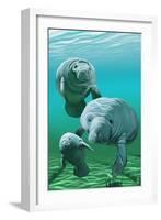 Manatees-Lantern Press-Framed Art Print