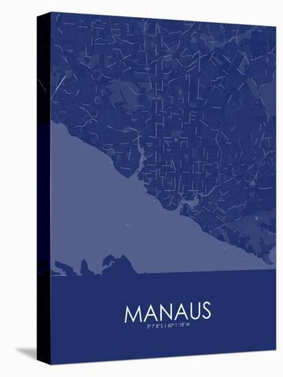 Manaus, Brazil Blue Map-null-Stretched Canvas