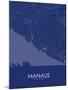 Manaus, Brazil Blue Map-null-Mounted Poster