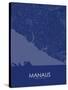 Manaus, Brazil Blue Map-null-Stretched Canvas