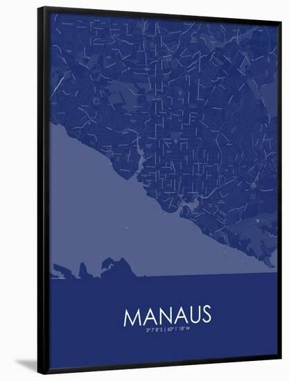 Manaus, Brazil Blue Map-null-Framed Poster