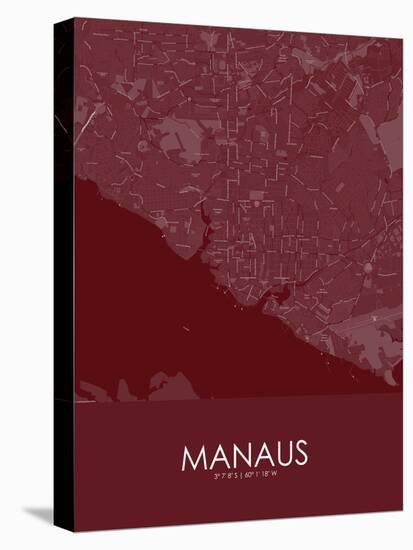 Manaus, Brazil Red Map-null-Stretched Canvas