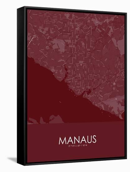 Manaus, Brazil Red Map-null-Framed Stretched Canvas