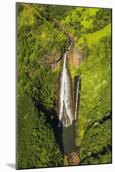 Manawaiopuna Falls (aerial) also known as Jurassic Park Falls, Hanapepe Valley, Kauai, Hawaii, USA.-Russ Bishop-Mounted Photographic Print