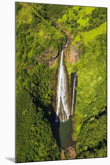 Manawaiopuna Falls (aerial) also known as Jurassic Park Falls, Hanapepe Valley, Kauai, Hawaii, USA.-Russ Bishop-Mounted Photographic Print