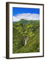 Manawaiopuna Falls (aerial) also known as Jurassic Park Falls, Hanapepe Valley, Kauai, Hawaii, USA.-Russ Bishop-Framed Photographic Print