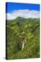 Manawaiopuna Falls (aerial) also known as Jurassic Park Falls, Hanapepe Valley, Kauai, Hawaii, USA.-Russ Bishop-Stretched Canvas
