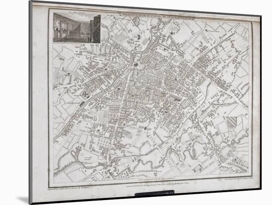 Manchester and Salford in 1807, Plate 70 from 'The British Atlas', Published by Vernor, Hood and…-null-Mounted Giclee Print