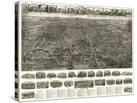Manchester, Connecticut - Panoramic Map-Lantern Press-Stretched Canvas