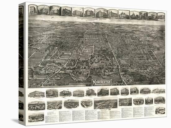 Manchester, Connecticut - Panoramic Map-Lantern Press-Stretched Canvas