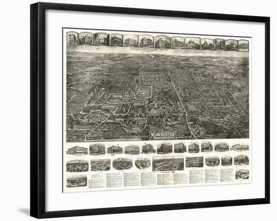 Manchester, Connecticut - Panoramic Map-Lantern Press-Framed Art Print