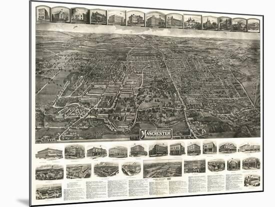 Manchester, Connecticut - Panoramic Map-Lantern Press-Mounted Art Print