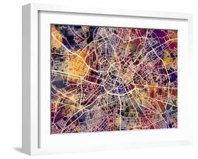 Manchester England City Street Map-Michael Tompsett-Framed Art Print