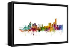 Manchester England Skyline-Michael Tompsett-Framed Stretched Canvas