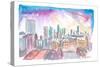 Manchester England Spectacular Skyline At Sunset-M. Bleichner-Stretched Canvas