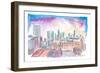 Manchester England Spectacular Skyline At Sunset-M. Bleichner-Framed Art Print