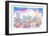 Manchester England Spectacular Skyline At Sunset-M. Bleichner-Framed Art Print