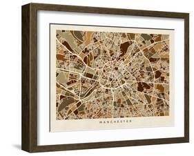 Manchester England Street Map-Michael Tompsett-Framed Art Print