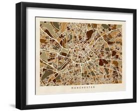 Manchester England Street Map-Michael Tompsett-Framed Art Print