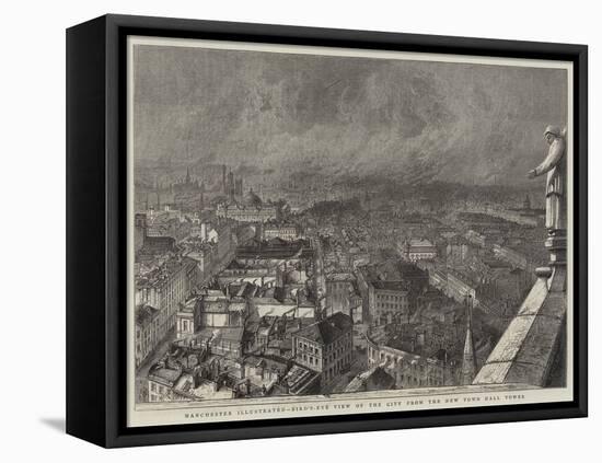 Manchester Illustrated, Bird's Eye-View of the City from the New Town Hall Tower-null-Framed Stretched Canvas