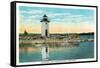 Manchester, Maine - View of Lake Cobbosseecontee and the Lighthouse-Lantern Press-Framed Stretched Canvas