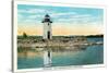 Manchester, Maine - View of Lake Cobbosseecontee and the Lighthouse-Lantern Press-Stretched Canvas